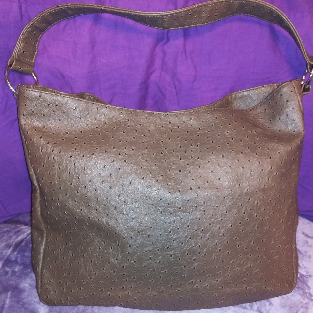 Faux Ostrich Skin Shoulder Bag
